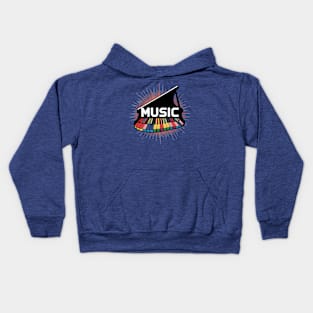 Piano Vector & MUSIC Text Graphic Kids Hoodie